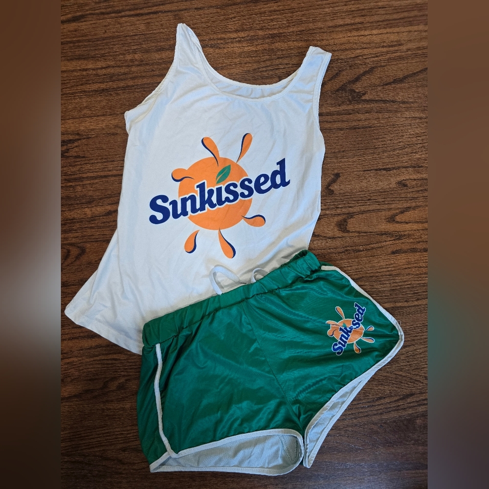 Sunkissed White Tank and Green Shorts Set